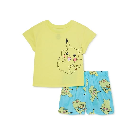 Pokemon Girls Short Sleeve Top and Shorts Pajama Set, 2-Piece, Sizes 4-12