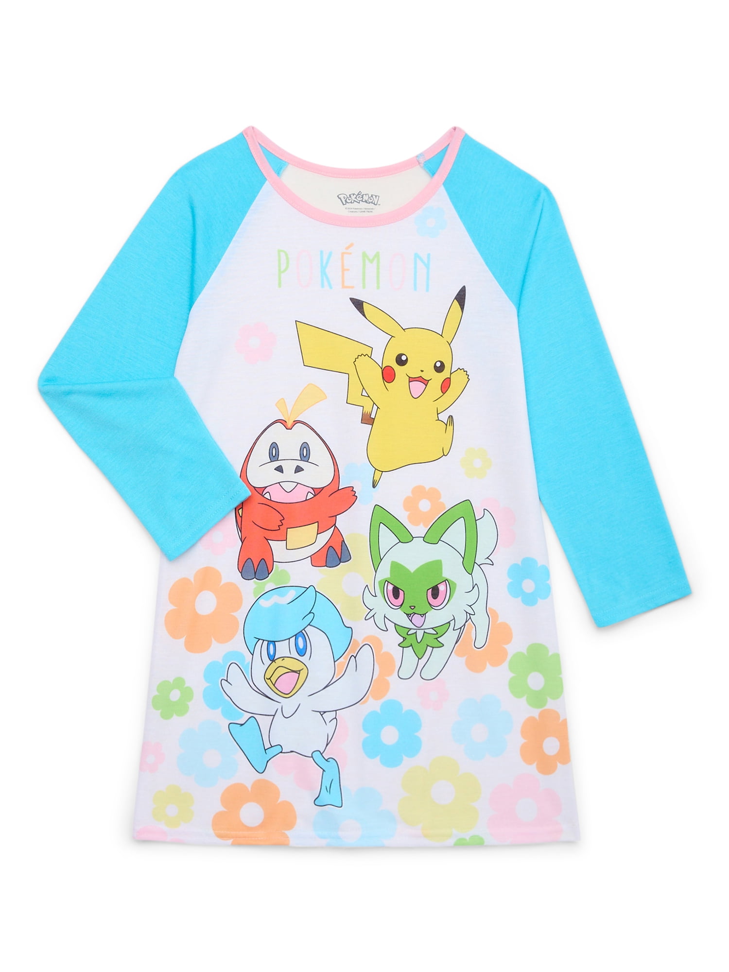 Pokemon Girls Sleep Gown with Long Sleeves, Sizes 4-12