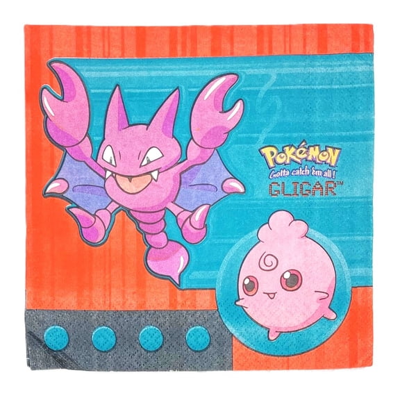 Pokemon Gligar Ho-Oh Wigglypuff & More Large Disposable Party Napkins - Pack of 16