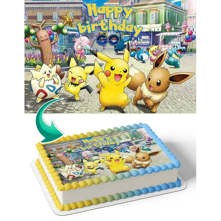 Pokemon Go Game Edible Cake Image Topper Birthday Photo Icing Fondant  Decoration Print 1/4 Sheet