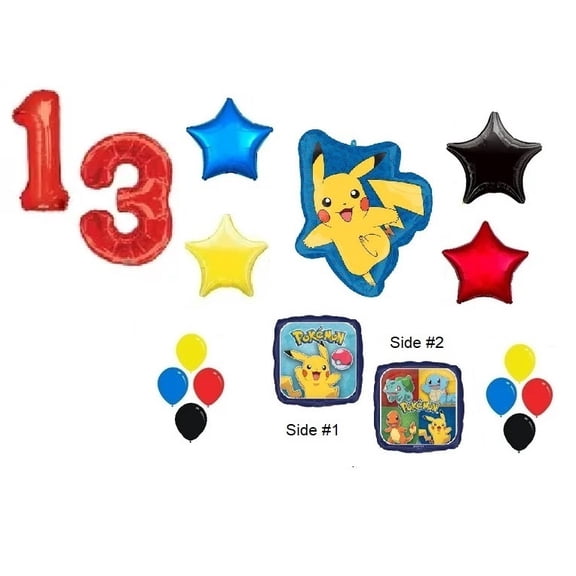Pokemon Go Pikachu Balloon Bouquet 13th Birthday 17 Pieces Birthday Party Supplies