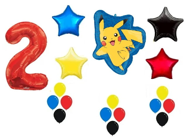 Pokemon Go Pikachu Balloon Bouquet 2nd Birthday 18 Pieces Birthday Party Supplies