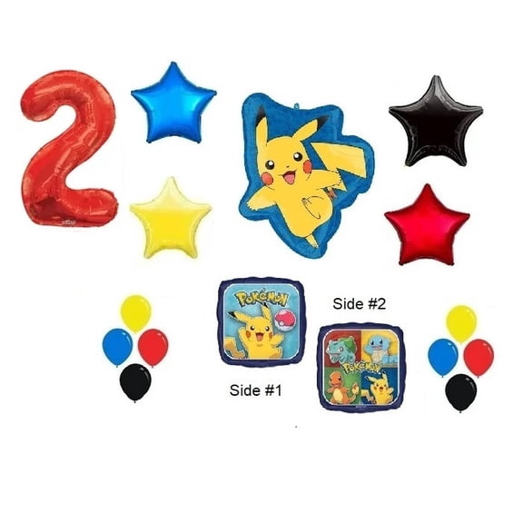 Pokemon Go Pikachu Balloon Bouquet 2nd Birthday 16 Pieces Birthday Party Supplies