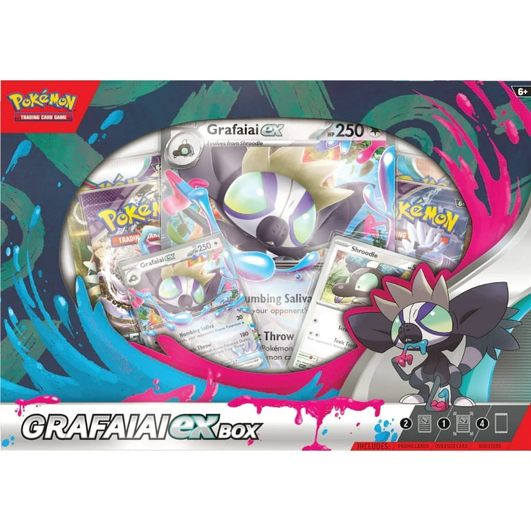 Pokémon TCG: Grafaiai ex Box (2 Foil Promo Cards, 1 Oversize Foil Card & 4 Booster Packs) Pokémon TCG: Grafaiai ex Box (2 Foil Promo Cards, 1 Oversize Foil Card & 4 Booster Packs)