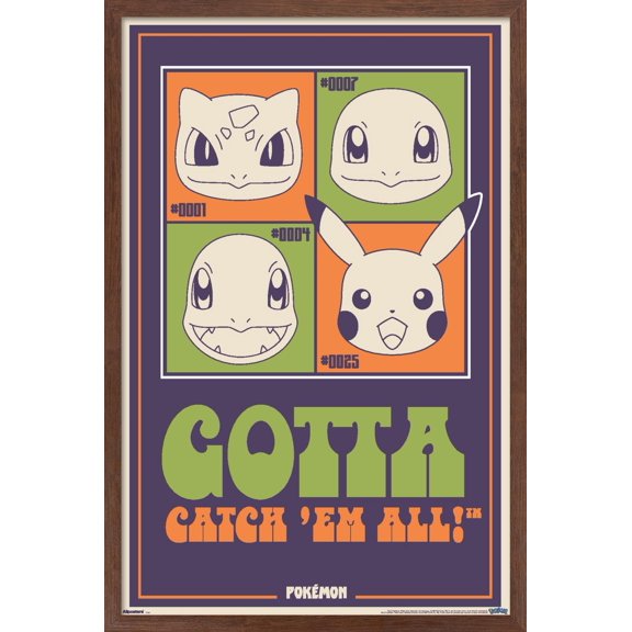 Pokemon: Groovy Vibes - Gotta Catch 'Em All! Wall Poster, 22.375" x 34" Framed