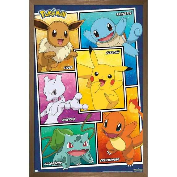 Pokemon - Group Collage Wall Poster, 22.375" x 34", Framed