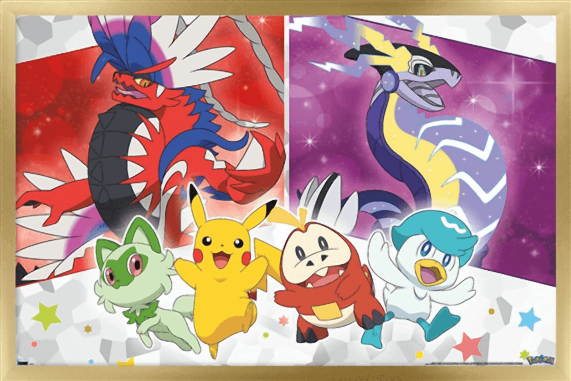 Pokemon - Group Sparkle Wall Poster, 14.725" x 22.375" Framed