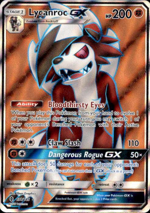 Pokemon Sun & Moon Guardians Rising Ultra Rare Lycanroc GX #138