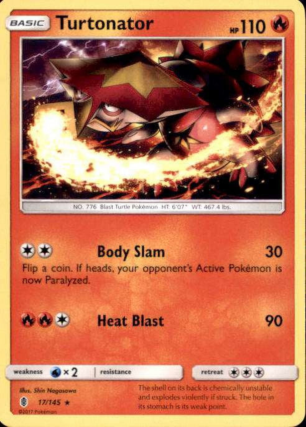 pokemon cards turtonator GX SV52/SV94 Shiny Ultra Rare Hidden Fates Card Nea Colorless Heat Crash (80) Weakness None None Resistance None None Retreat Cost Turtonator GX - 18/145 -