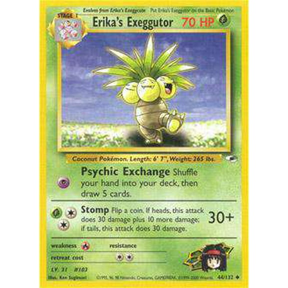 Pokemon Gym Heroes Uncommon Erika's Exeggutor #44