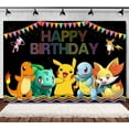 thumbnail image 1 of Pokemon Happy Birthday Anime Cartoon Theme Backdrops Banner Birthday Party Decor Supplies,5.9x3.6ft, 1 of 5