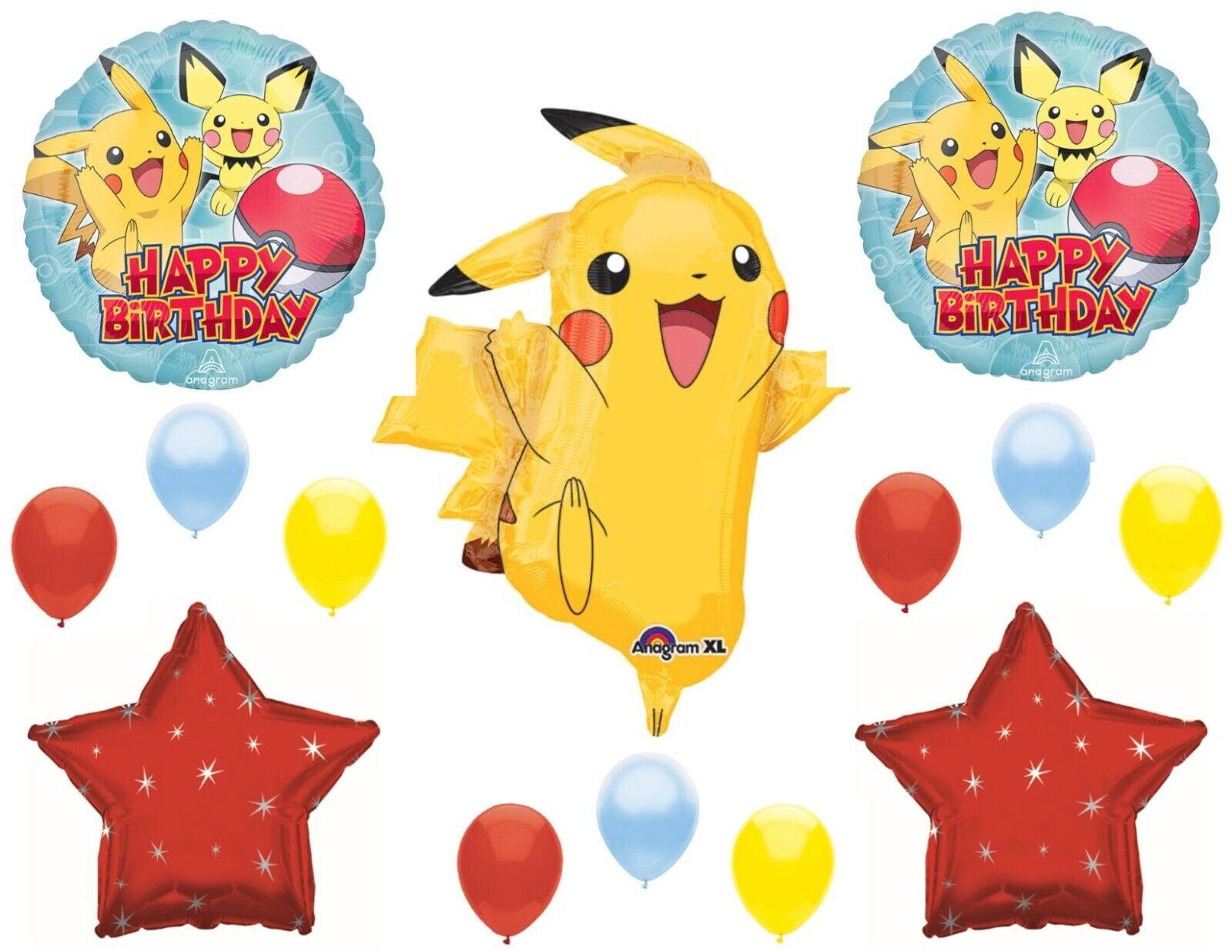 Pokemon Happy Birthday Balloons Decorations Supplies Pikachu Trainer Catcher