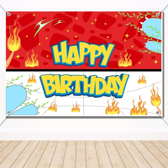 Pokemon Happy Birthday Party Backdrop, Baby Shower Cake Table Decoration Supplies, Anime Themed Banner (5X3FT)