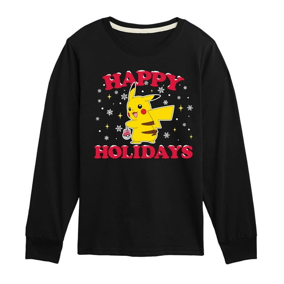 Pokemon - Happy Holidays - Youth Long Sleeve Graphic T-Shirt