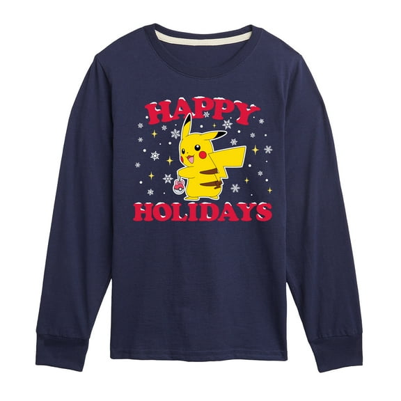 Pokemon - Happy Holidays - Youth Long Sleeve Graphic T-Shirt