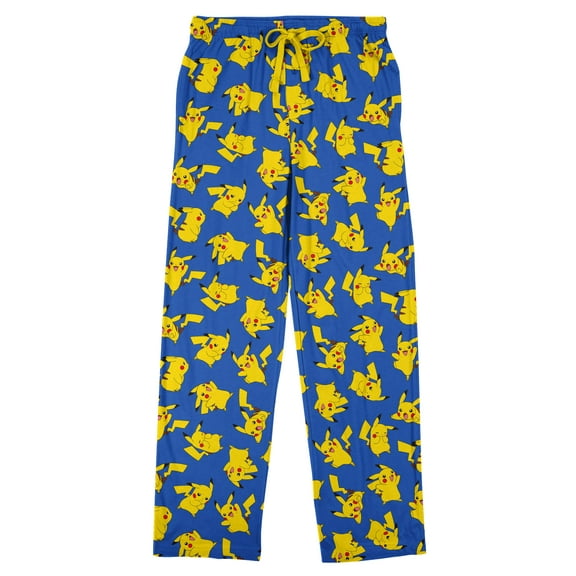 Pokemon Happy Pikachu Men's Blue Sleep Pajama Pants-Medium
