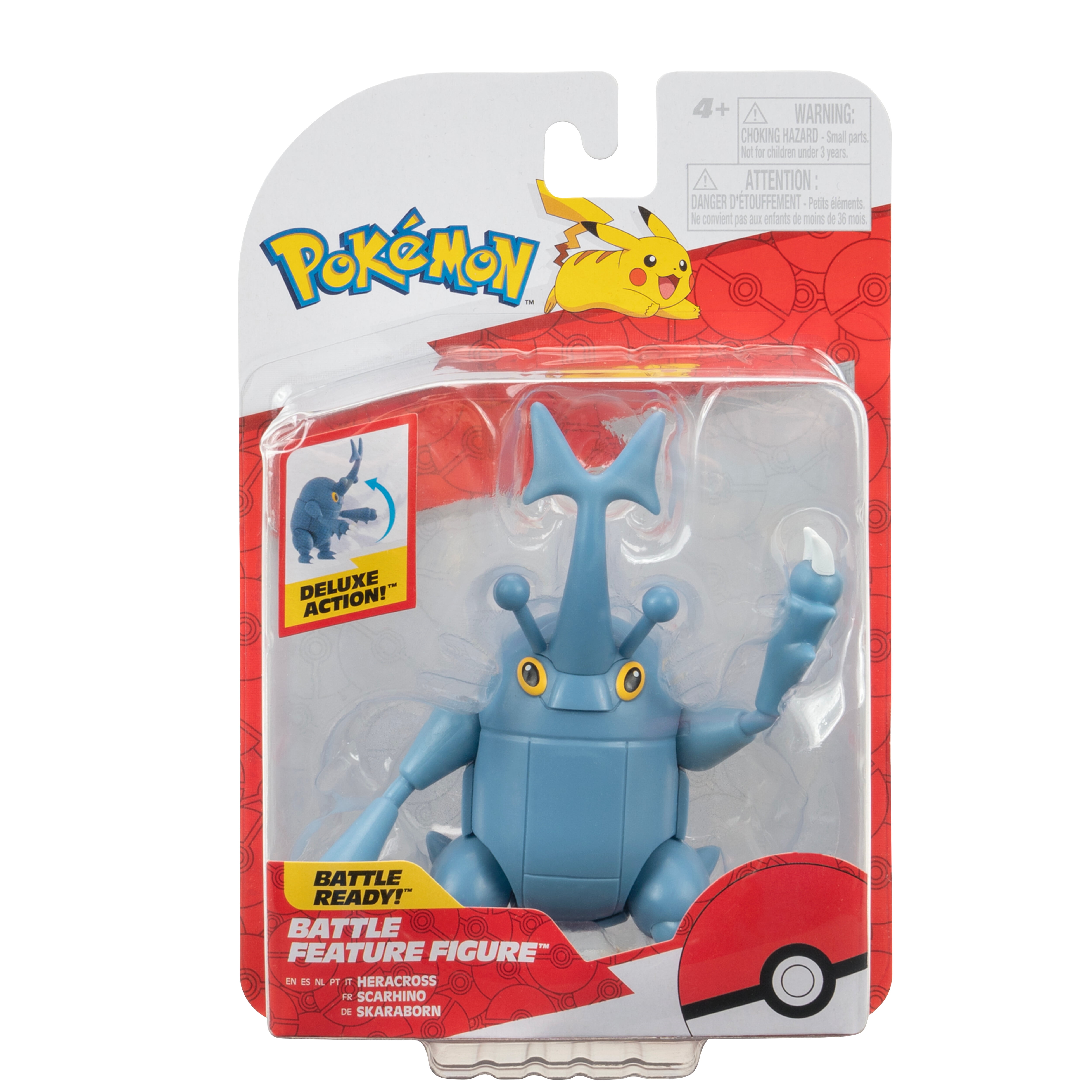 Pokemon Heracross Battle Feature Figure - 4.5 Inch Collectible Heracross Toy with Accessory
