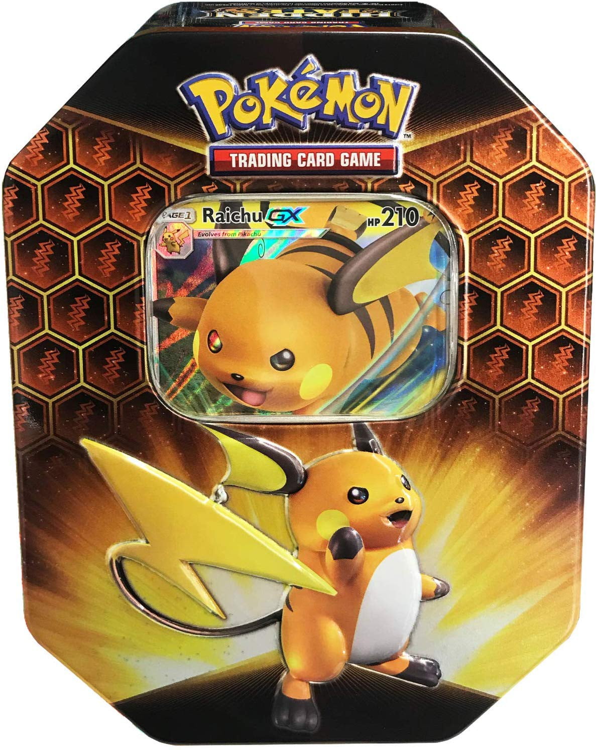 Free Shipping! Pokemon Hidden Fates Raichu-GX Collector Tin Free Shipping! Pokemon Hidden Fates Raichu-GX Collector Tin