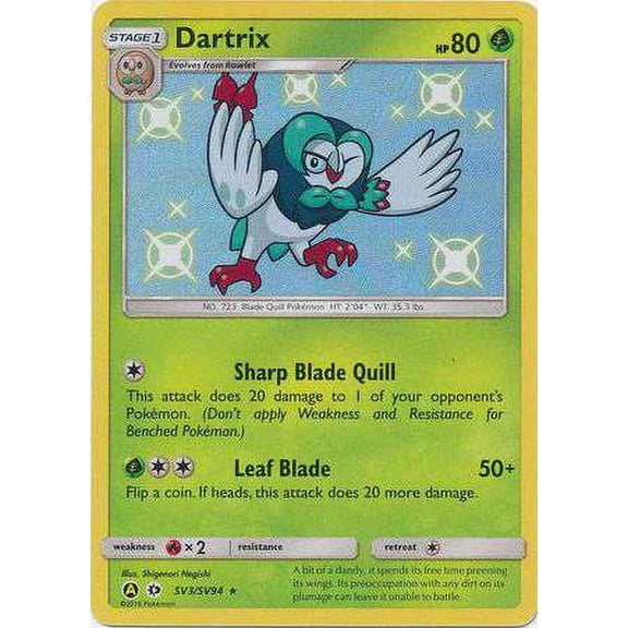 Pokemon Hidden Fates Shiny Rare Dartrix SV3