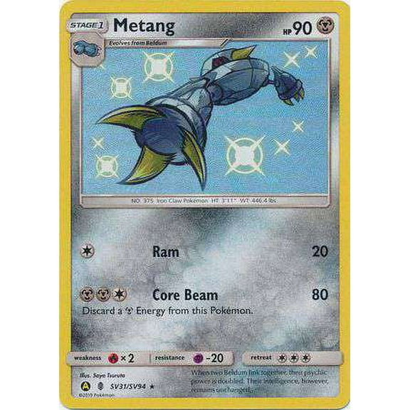 Pokemon Hidden Fates Shiny Rare Metang SV31