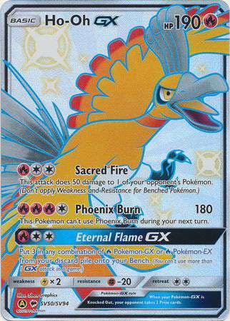 rare ho oh card Pokemon Hidden Fates Ultra Rare Ho-Oh GX SV50