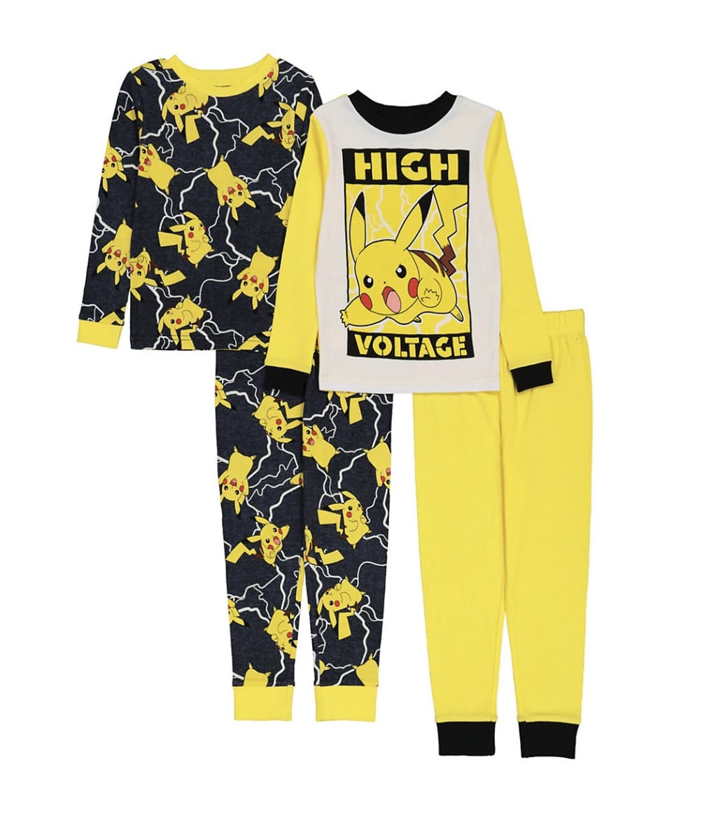 Pokemon High Voltage Boys 4-Piece Pajama Set Yellow and Black - Walmart.com