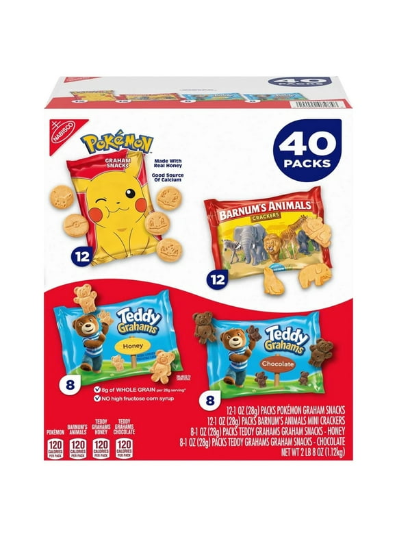 Pokemon, Honey & Chocolate Teddy Grahams, Barnums Animal Crackers (40 Count)