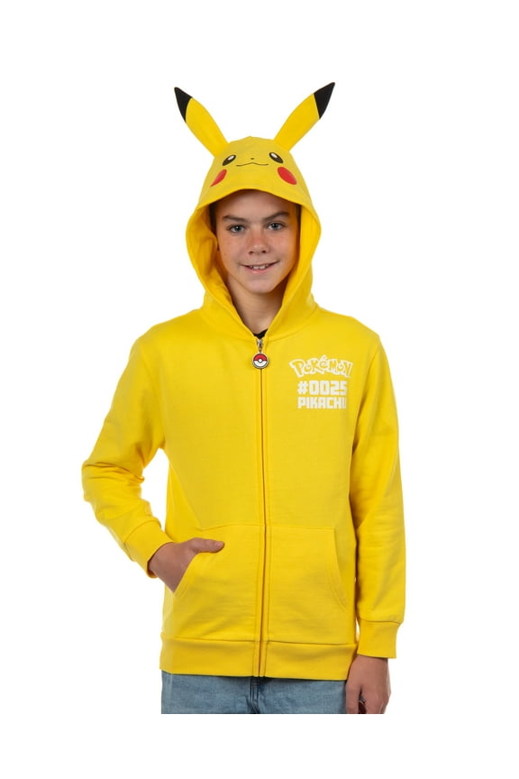 Pokemon Hoodie Kids' Gen 01 Zip-Up 3-D Character Costume Hoodie