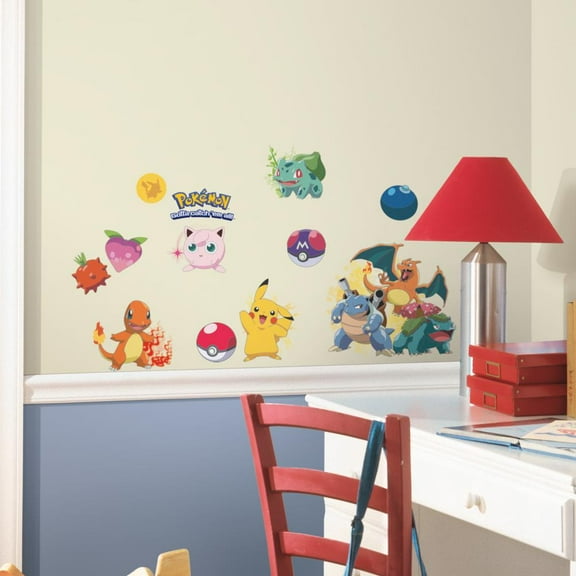 Pokemon Iconic 24 Wall Decals Room Decorations Pikachu Pokeball Kids Room Decor Stickers RMK2535SCS