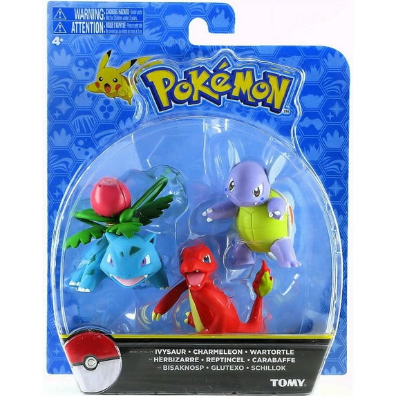 Pokemon Ivysaur, Charmeleon & Wartortle 3" Action Figure 3-Pack