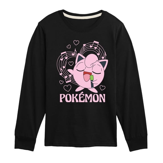 Pokemon - Jigglypuff Heart Music - Youth Boys Long Sleeve Graphic T-Shirt