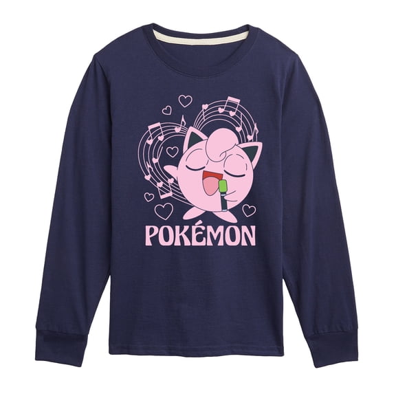 Pokemon - Jigglypuff Heart Music - Youth Boys Long Sleeve Graphic T-Shirt