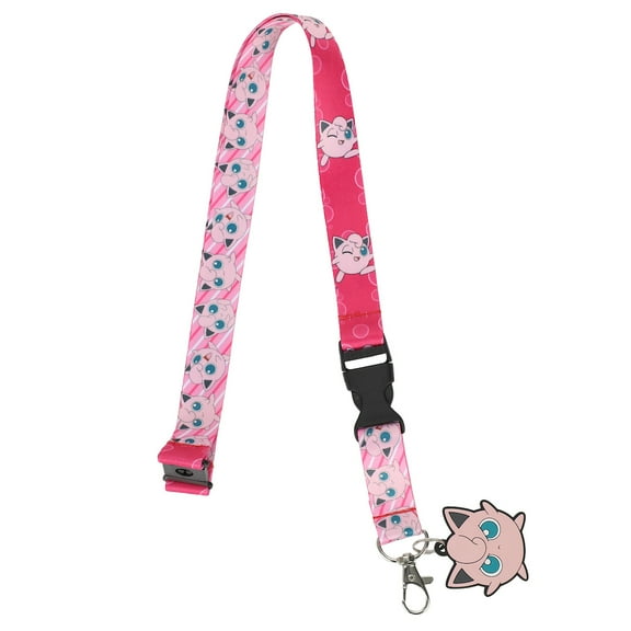 Pokemon Jigglypuff Neck Breakaway and Metal Charm Lanyard