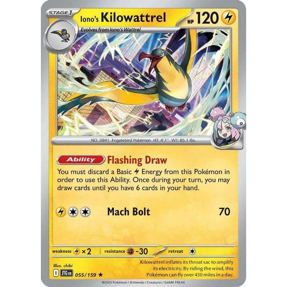 Pokemon Journey Together Holo Rare Iono's Kilowattrel #55