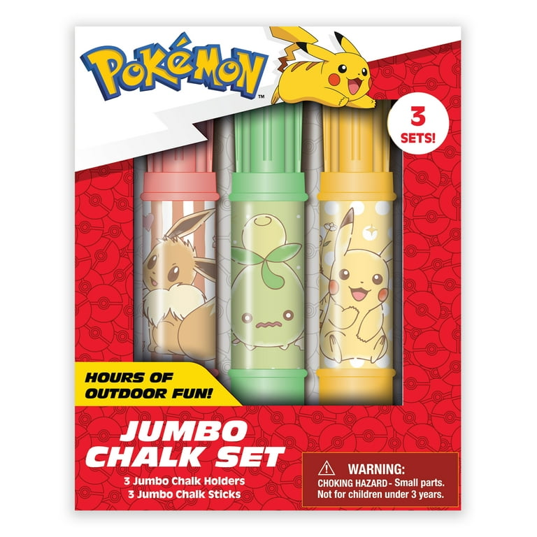 Pokemon Jumbo Chalk Set, Includes 3 Chalk Holders, Multi-Color