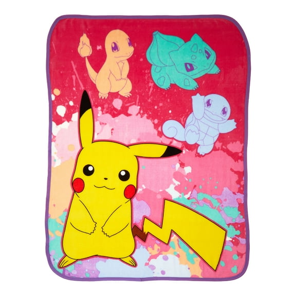 Pokemon Kids Coral Fleece Throw, 46" x 60", Yellow and Red