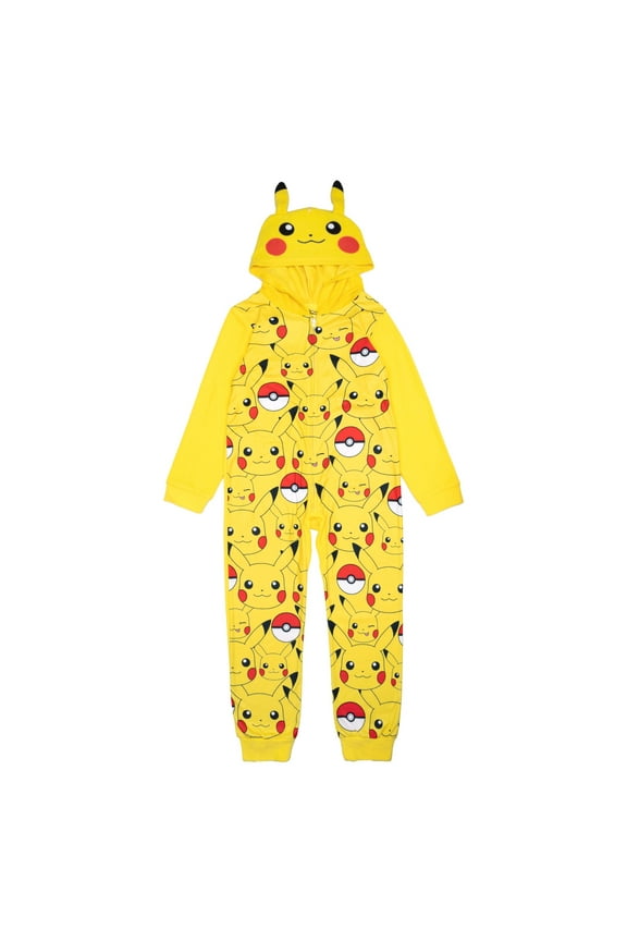 Pokemon Kids' One-Piece Hooded Union Suit Onesie Blanket Sleeper, Very Pika Too, 6