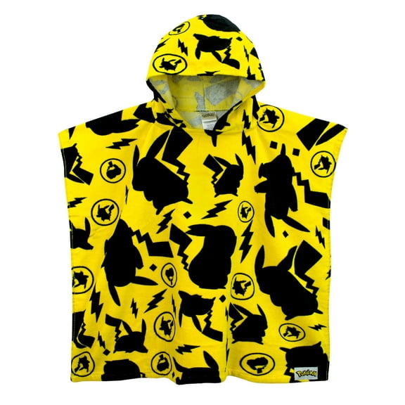 Pokemon Kids Pikachu Hooded Poncho Towel Yellow One Size