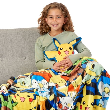 Pokemon Kids Plush Hugger with Silk Touch Throw Blanket Set, 50x60 inches