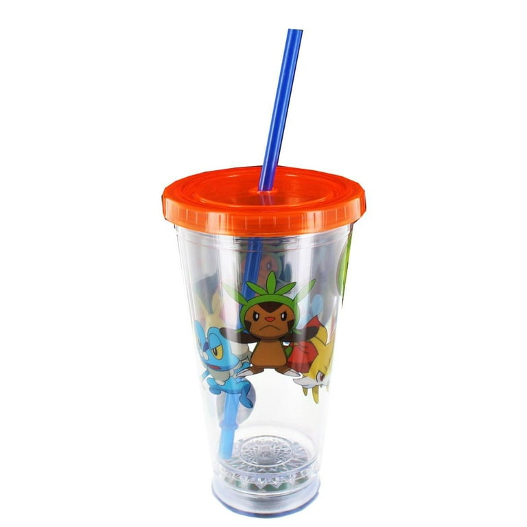 LED 16 oz Tumbler with Blue Lid & Straw