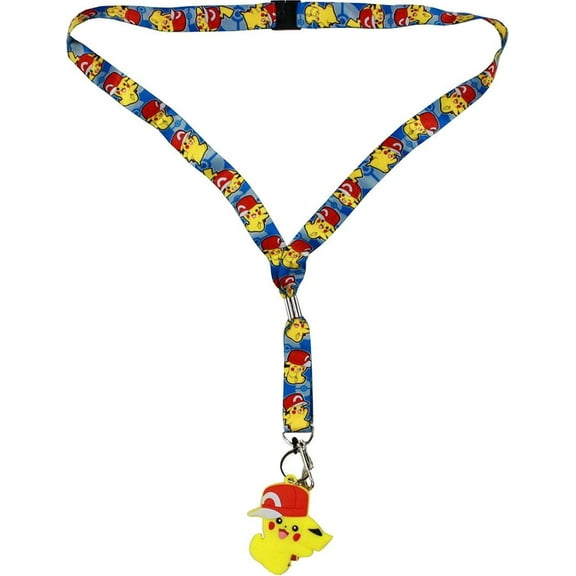 Pokemon Lanyard With Pikachu Wearing Hat Charm