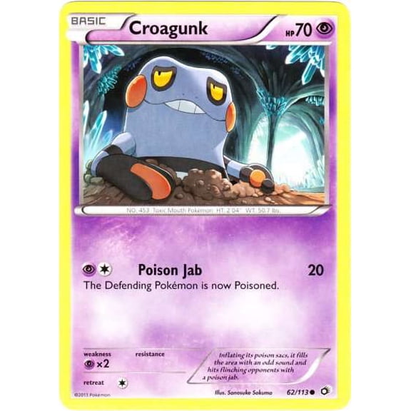 Pokemon Legendary Treasures Common Croagunk #62 [Reverse Holo]