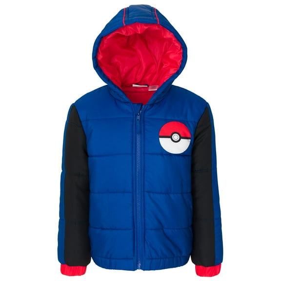 Pokemon Little Boys Zip Up Winter Coat Puffer Jacket Toddler to Big Kid