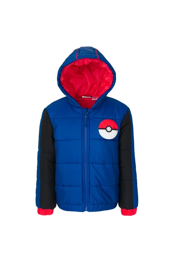 Pokemon Little Boys Zip Up Winter Coat Puffer Jacket Toddler to Big Kid