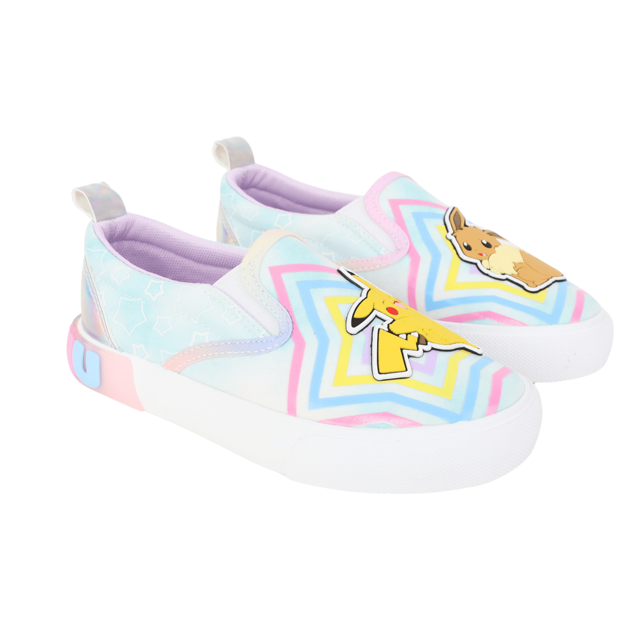 Pokemon Little Girl & Big Girl Eevee & Pikachu Slip-On Sneakers