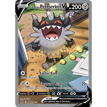 Pokemon Lost Origin Ultra Rare Galarian Perrserker V #184