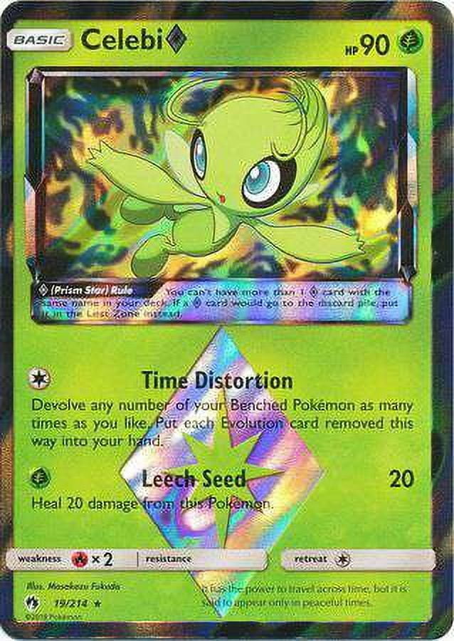 Pokemon Sun & Moon Lost Thunder Holo Rare Celebi Prism Star #19