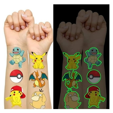 Pokemon Luminous Glow in the Dark Tattoos Temporary Tattoos Stickers x 2 sheets