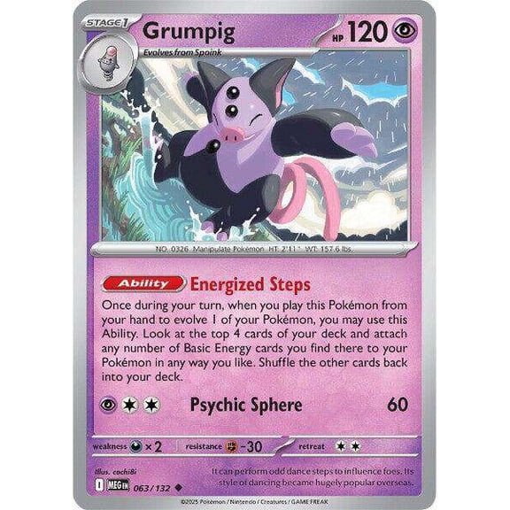 Pokemon ME01: Mega Evolution Uncommon Grumpig #63