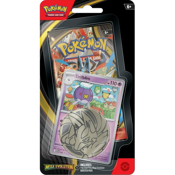 Pokemon Mega Evolution Drifblim Checklane BLISTER Pack (Booster Pack, Promo Card & Large Coin)